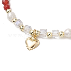 Pulseras trenzadas de cuentas de cornalina redondas naturales para mujer&nbsp;BJEW-JB11658-01