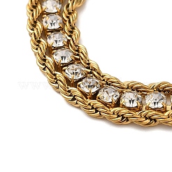 Bracciale a catena in acciaio inossidabile placcato oro 18k con strass per donna&nbsp;BJEW-S001-01