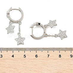 Boucles d'oreilles huggie huggie en laiton micro pave clair&nbsp;EJEW-K083-43P