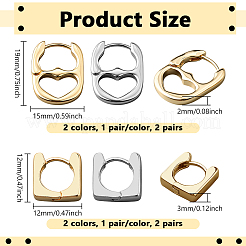 4 paire de boucles d'oreilles créoles en alliage et laiton&nbsp;EJEW-GO0007-010