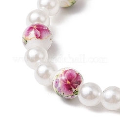 Braccialetti elastici in plastica abs con perle rotonde imitazione perle per le donne&nbsp;BJEW-JB11606-05