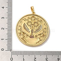 Pendentifs ronds plats avec pigeons et croix&nbsp;KK-K377-42G