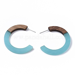 Accessoires de boucles d'oreilles en résine et bois de noyer&nbsp;RESI-R425-01-A01