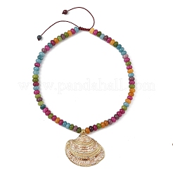 Pendentif en coquillage Saint-Jacques naturel plaqué électrolytique&nbsp;NJEW-JN06445-01