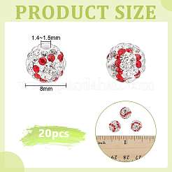 20 pieza de cuentas de rhinestone de arcilla polimérica hechas a mano&nbsp;CLAY-OC0001-12A