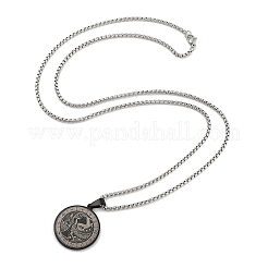 Colliers avec pendentif constellation en acier inoxydable rétro mandala 201 pour femmes et hommes&nbsp;LS-NJEW-M223-01A
