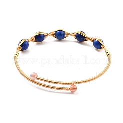Manschettenarmreif mit natürlichem Lapislazuli&nbsp;BJEW-A122-07B