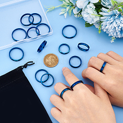 Anillo de dedo ranurado de acero inoxidable 201 para mujeres y hombres&nbsp;RJEW-UN0002-51B-BU