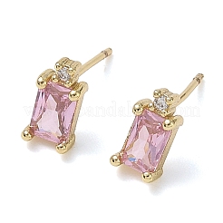 Orecchini a bottone in ottone con zirconi chiari e micro pavè&nbsp;KK-CBA56EF-40G