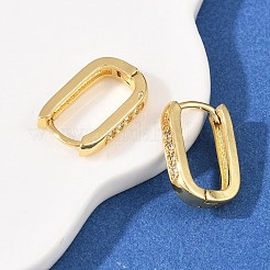 Boucles d'oreilles créoles rectangulaires en laiton et zircon cubique&nbsp;EJEW-A156-16A-G