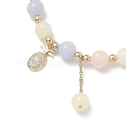 Bracelets en perles rondes en jade blanc naturel imitation morganite&nbsp;BJEW-JB11933-02