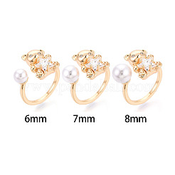 Anillo de puño con micropavé de circonita cúbica transparente de latón con forma de oso&nbsp;KK-T076-32G