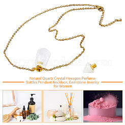 1pc cristal de quartz naturel prisme hexagonal à facettes flacon de parfum colliers pendentif en cristal de roche&nbsp;NJEW-FH0001-17G-02