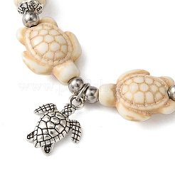 Bracelets tressés en perles synthétiques turquoises&nbsp;BJEW-JB10926-01