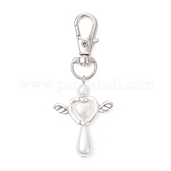 Pendentif en forme de cœur en forme de larme en acrylique avec des ailes en alliage&nbsp;HJEW-JM03988