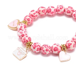 Bracelet extensible perles rondes en résine&nbsp;BJEW-JB08676