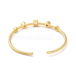 Brazalete abierto con geometría de circonita cúbica transparente&nbsp;BJEW-M231-05G