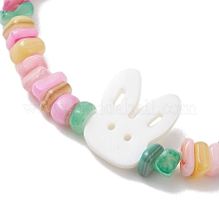 Stretch-Armbänder aus natürlichen Süßwassermuschelsplittern für Mädchen&nbsp;BJEW-JB13097