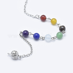 Chakra pendoli da rabdomanzia con pietre preziose naturali e sintetiche a goccia&nbsp;G-E470-04P