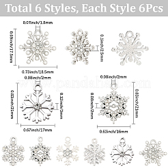 36 stücke 6 stile legierung strass anhänger&nbsp;FIND-SC0020-05