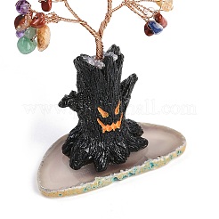 Halloween Thema natürliche gemischte Edelsteinsplitter Baum des Lebens Dekorationen&nbsp;DJEW-B013-02A
