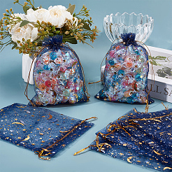 50 bolsa de regalo con cordón de organza con estampado dorado de luna y estrella.&nbsp;OP-BBC0001-03C-03