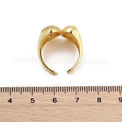 Bagues de manchette en laiton avec micro pavé de zircone cubique transparente pour femmes&nbsp;RJEW-S622-07G