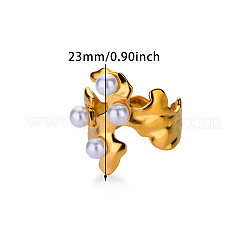 Anelli polsino in acciaio inossidabile 304 stile reale retrò con perle finte&nbsp;FS-WG343E9-07