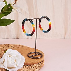 Orecchini a cerchio da donna con perline di semi di vetro boho&nbsp;EJEW-SW00003