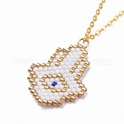 (Vente d'usine de fêtes de bijoux) colliers pendentifs en perles de rocaille japonaises faites à la main&nbsp;NJEW-JN02436-01