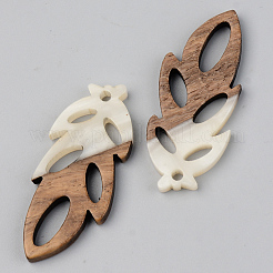 Pendentifs en résine opaque et bois de noyer&nbsp;RESI-S389-062A-C04