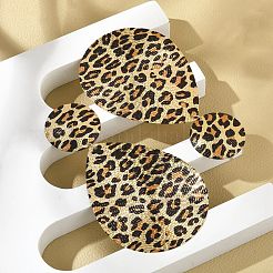 Orecchini pendenti in lega con stampa leopardata&nbsp;EJEW-K304-01A-G