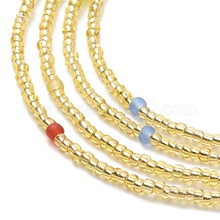 Collana multistrato con nodo di corda di perline di vetro per donna&nbsp;NJEW-JN03907