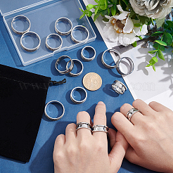 16 Stück 8 Größen 201 Edelstahl geriffelte Fingerringfassungen&nbsp;STAS-UN0041-45
