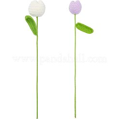 2 stücke 2 farben baumwolle stricken künstliche blume&nbsp;AJEW-FG0001-91