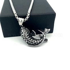 Collares colgantes de acero inoxidable 304 con diseño de pez vintage para mujeres y hombres.&nbsp;ZR4097