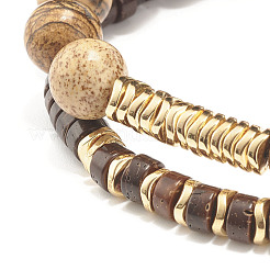 Ensemble de bracelets extensibles en perles de jaspe naturel et noix de coco et hématite synthétique&nbsp;BJEW-JB07498