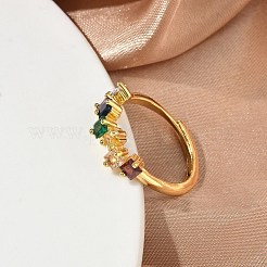 Einstellbare messing micro pave zirkonia fingerringe&nbsp;RJEW-C163-26A-G