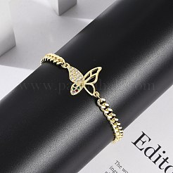 Micro ottone spianare Braccialetti di collegamento zirconi&nbsp;BJEW-M050-04G-02