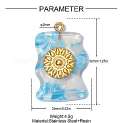 Pendentifs en résine en acier inoxydable 304&nbsp;STAS-OY012-58G