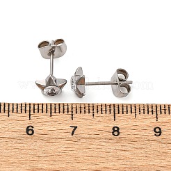 Orecchini a bottone in acciaio inossidabile 304 con zirconi cubici trasparenti&nbsp;EJEW-Q044-06P