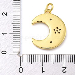 Placage de crémaillère en laiton micro pavé pendentifs en zircone cubique claire&nbsp;KK-Z063-31G