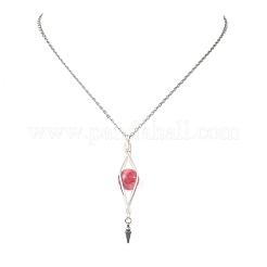 4 pieza de collar redondo con colgante cónico de labradorita natural de 4 colores&nbsp;NJEW-TA00261