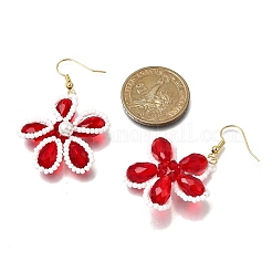 Pendientes colgantes de flores de cristal&nbsp;EJEW-TA00715-02