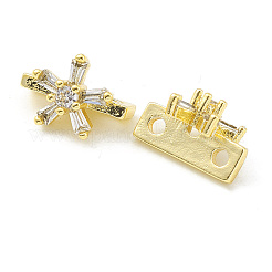 Gestellplattierte Messing-Pflaster-Charms mit klaren Zirkonia-Blüten&nbsp;KK-G464-01G