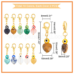 20 pendentif décoratif en pierre précieuse naturelle de 10 couleurs&nbsp;HJEW-PH0001-44
