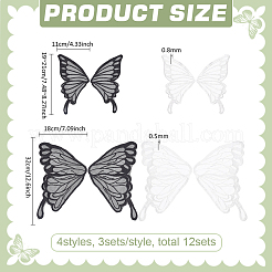 12 Stück 4 Stile Polyester Schmetterlingsflügel&nbsp;FIND-FG0005-18
