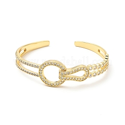 Bracciale rigido aperto con nodo di zirconi cubici trasparenti&nbsp;BJEW-J165-14G