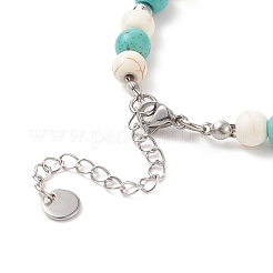 Legierungs-Schildkröten-Charme-Armband mit synthetischem türkisfarbenem (gefärbtem) Seestern-Perlenarmband für Frauen&nbsp;BJEW-TA00197