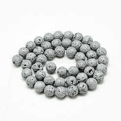 Placcare fili di perle di roccia lavica naturale&nbsp;G-T058-03I-6MM
